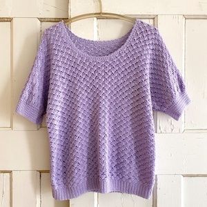 🌸 Vintage Hand-Crocheted Purple Sweater Top – Fits Size Small